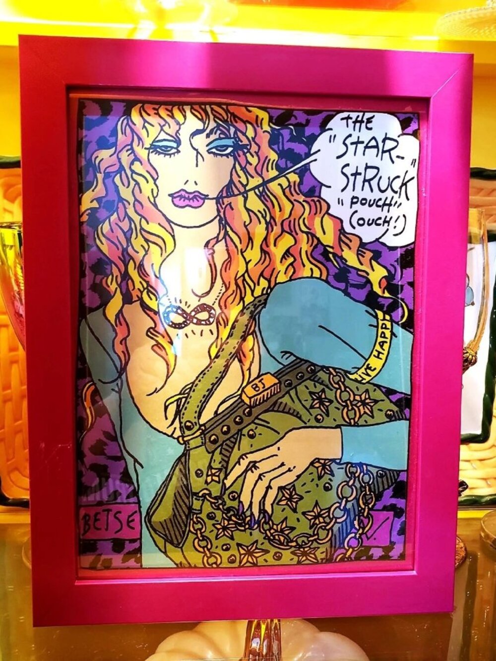Betsey Johnson Star Struck Handbag Vintage Wall Art Cartoon Babe Girl Betsey Bag